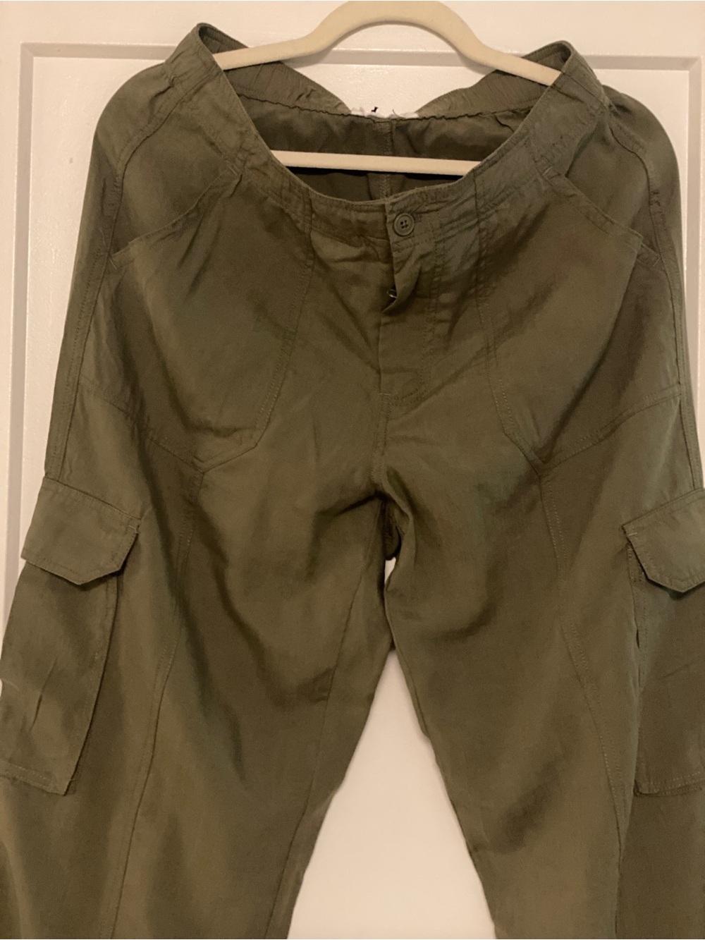 For The Republic Olive Green Wide Leg Cargo Pants